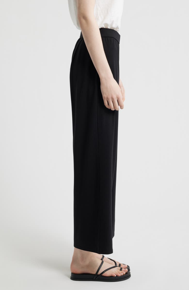 Eileen Fisher Jersey Ankle Wide Leg Pants, Alternate, color, Black