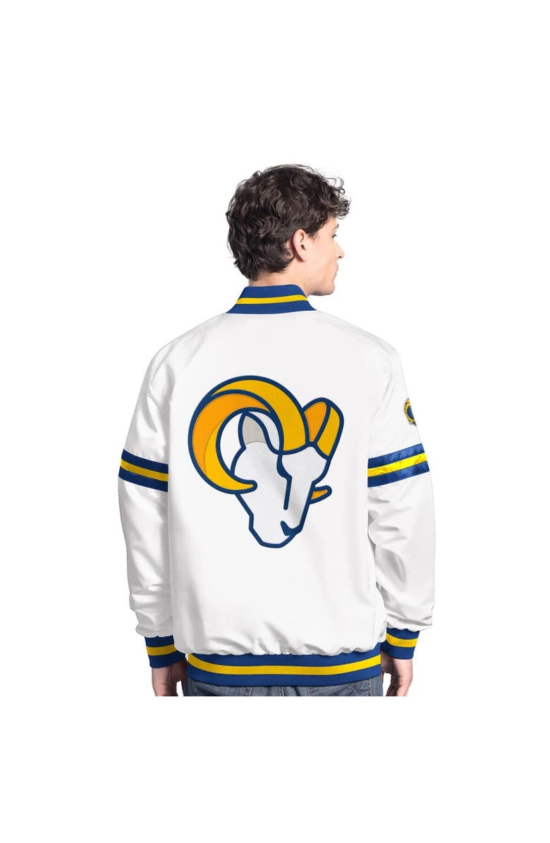 STARTER Men's Starter  White Los Angeles Rams Scout Full-Snap Varsity Jacket, Alternate, color, White