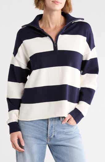 Rugby Stripe Quarter Zip Sweater