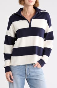 Vigoss Rugby Stripe Quarter Zip Sweater