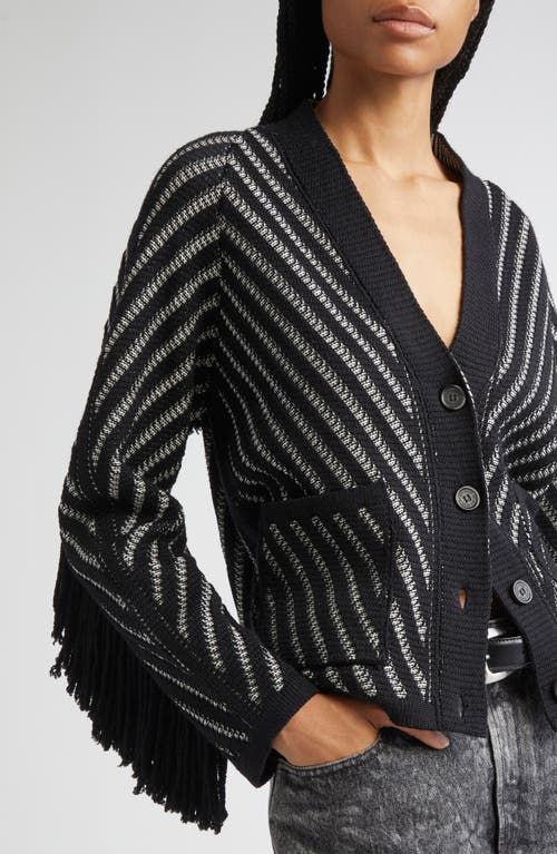 Golden Goose Journey Olivia Fringe Trim Virgin Wool Cardigan In Black