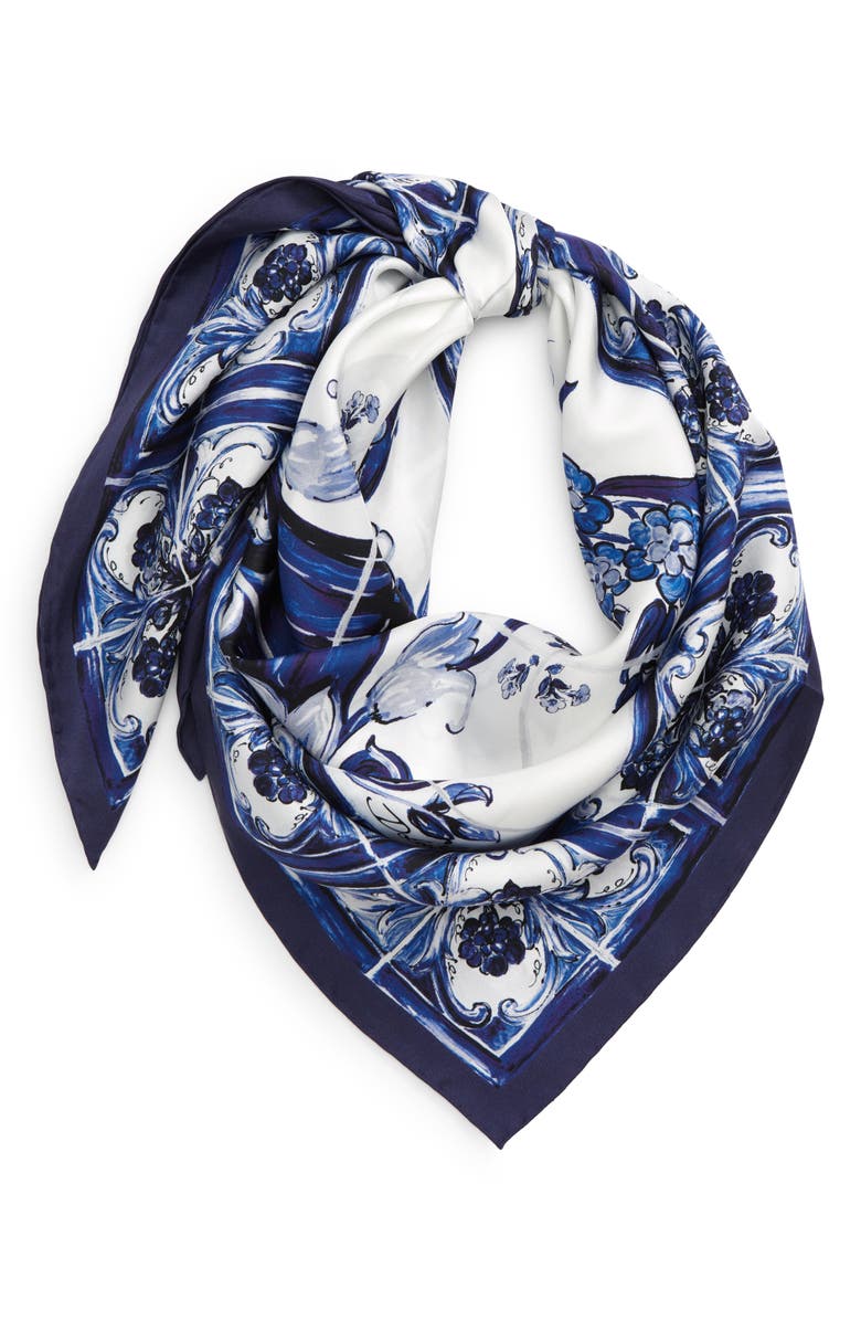 Dolce&Gabbana Mediterraneo Square Silk Scarf, Main, color,