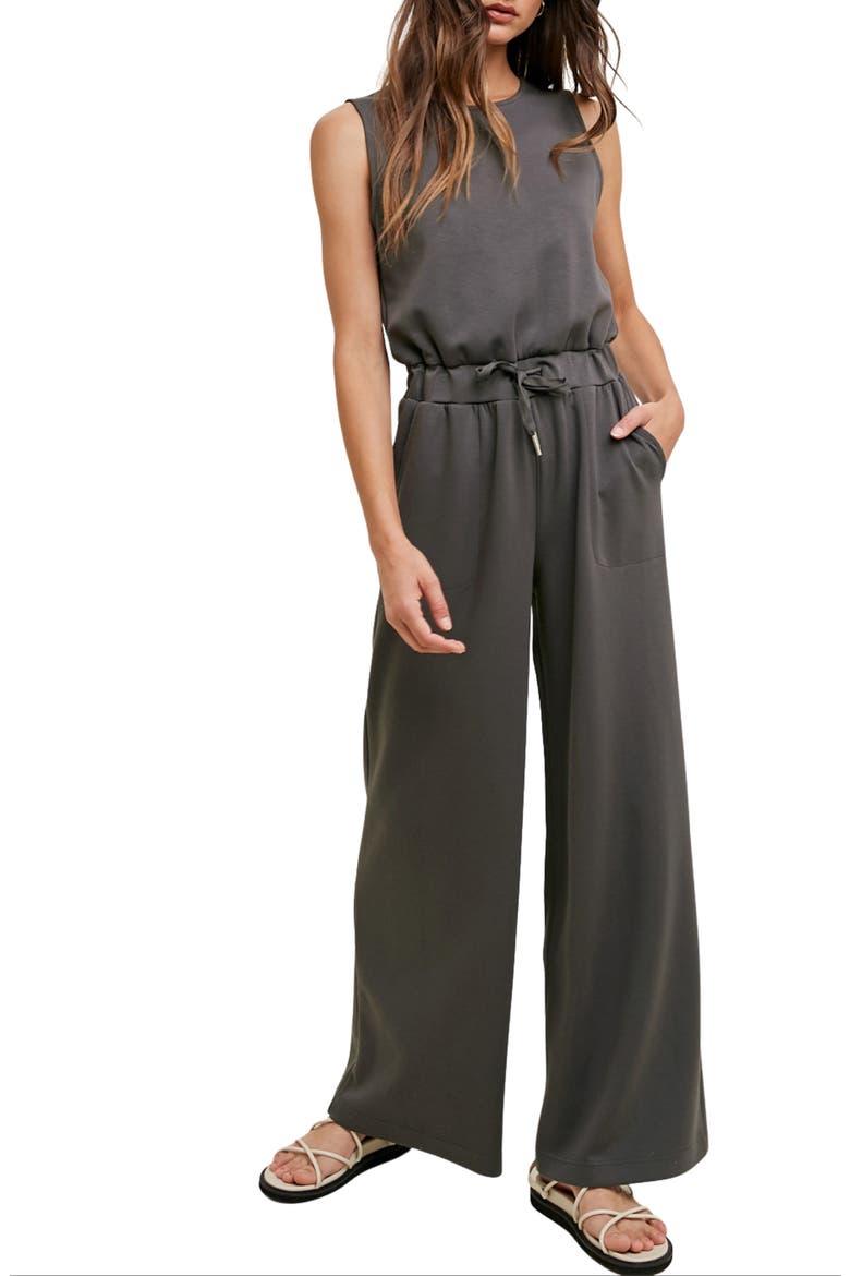 Wide Leg Scuba Jumpsuit, Alternate, color, CHARCOAL