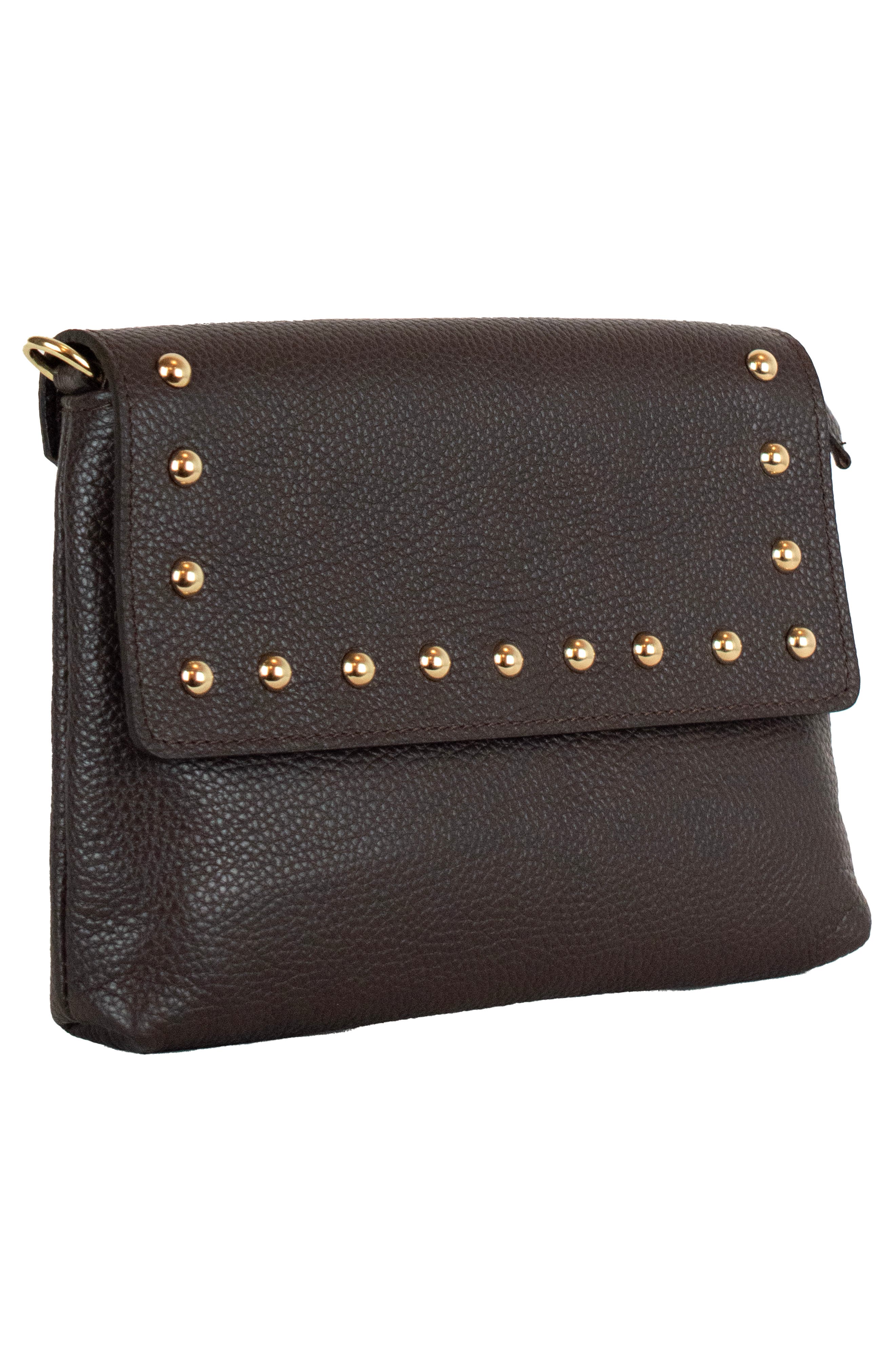 Studded Crossbody Bag, Alternate, color, BROWN