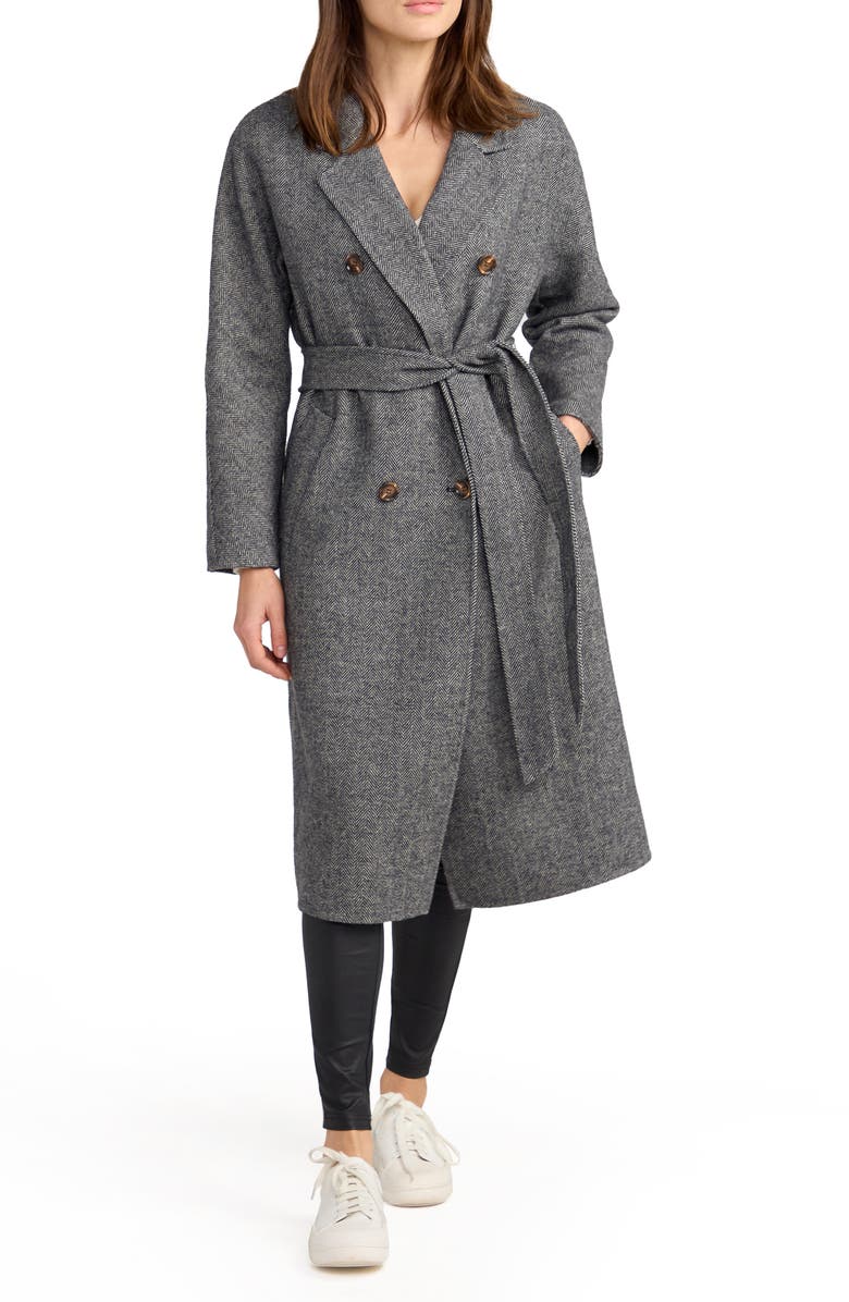 Belle & Bloom Standing Still Belted Wool Blend Coat, Alternate, color, Charcoal