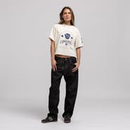 Mitchell & Ness Women's Mitchell & Ness  Cream Milwaukee Brewers Cooperstown Yacht Rock Boxy Cropped T-Shirt