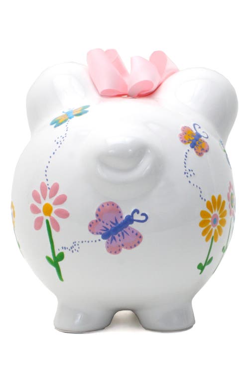 Child To Cherish Flutterfly Ceramic Piggy Bank In Gray