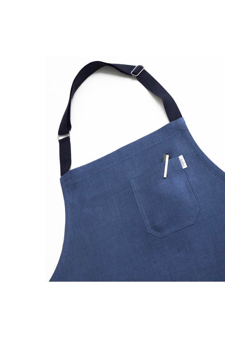 Classic Linen Bib Apron for Men & Women with Front Pockets, Alternate, color, Blue / Navy