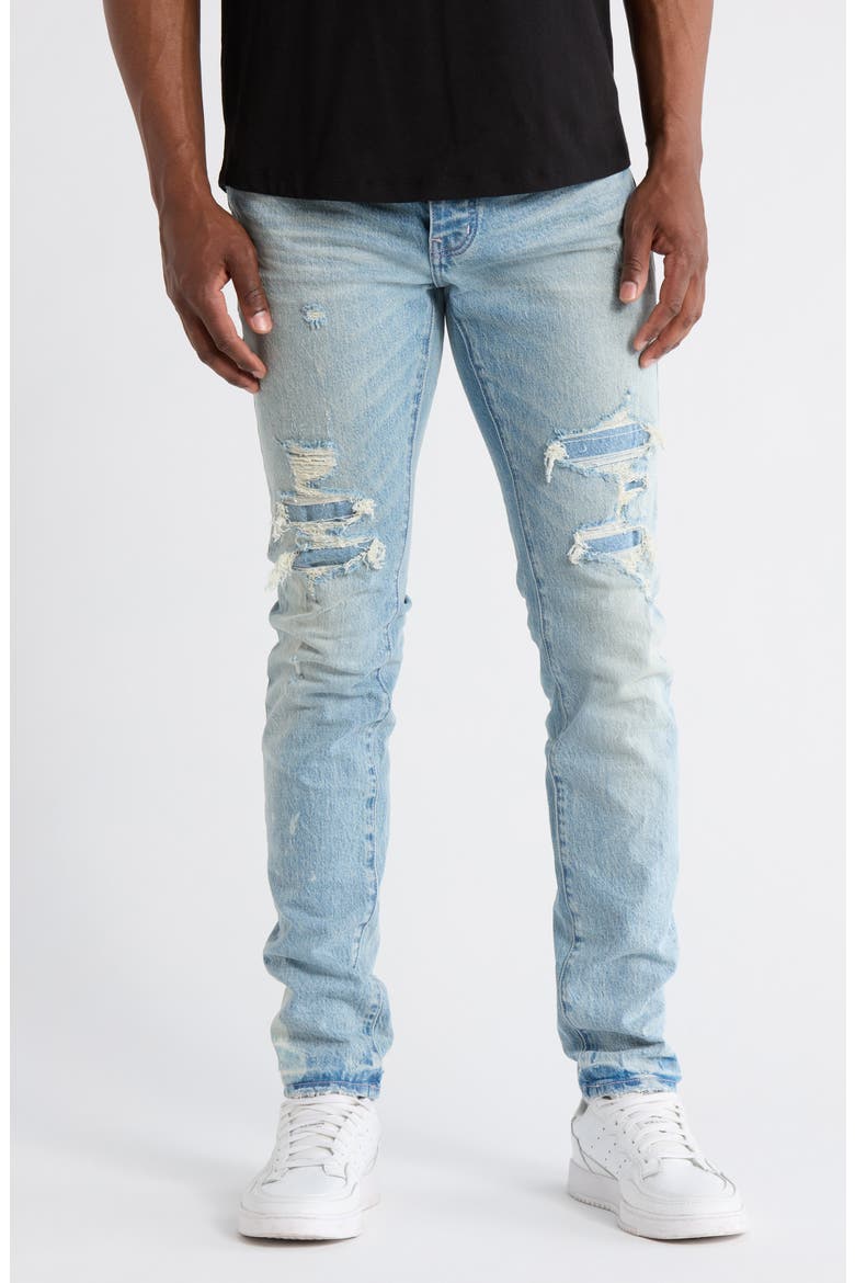 P001 Garda Repairs Distressed Skinny Jeans, Main, color, LIGHT INDIGO