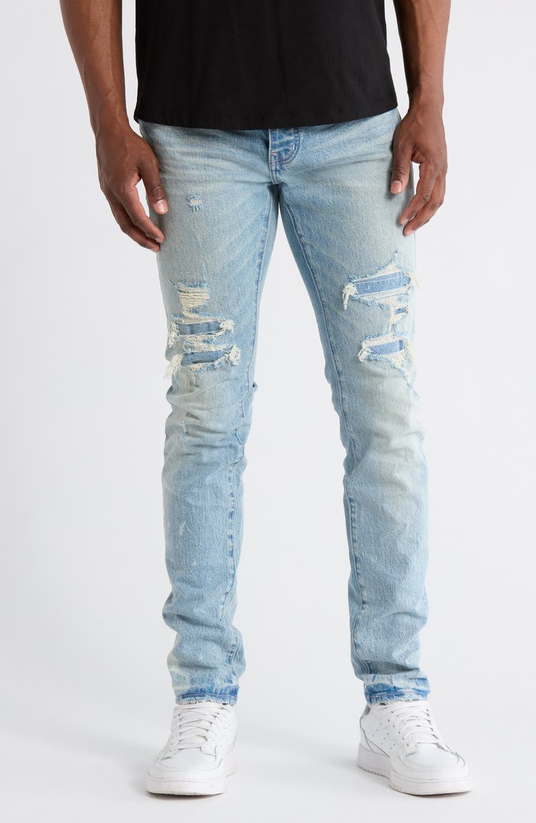 PURPLE BRAND P001 Garda Repairs Distressed Skinny Jeans, Main, color, Light Indigo