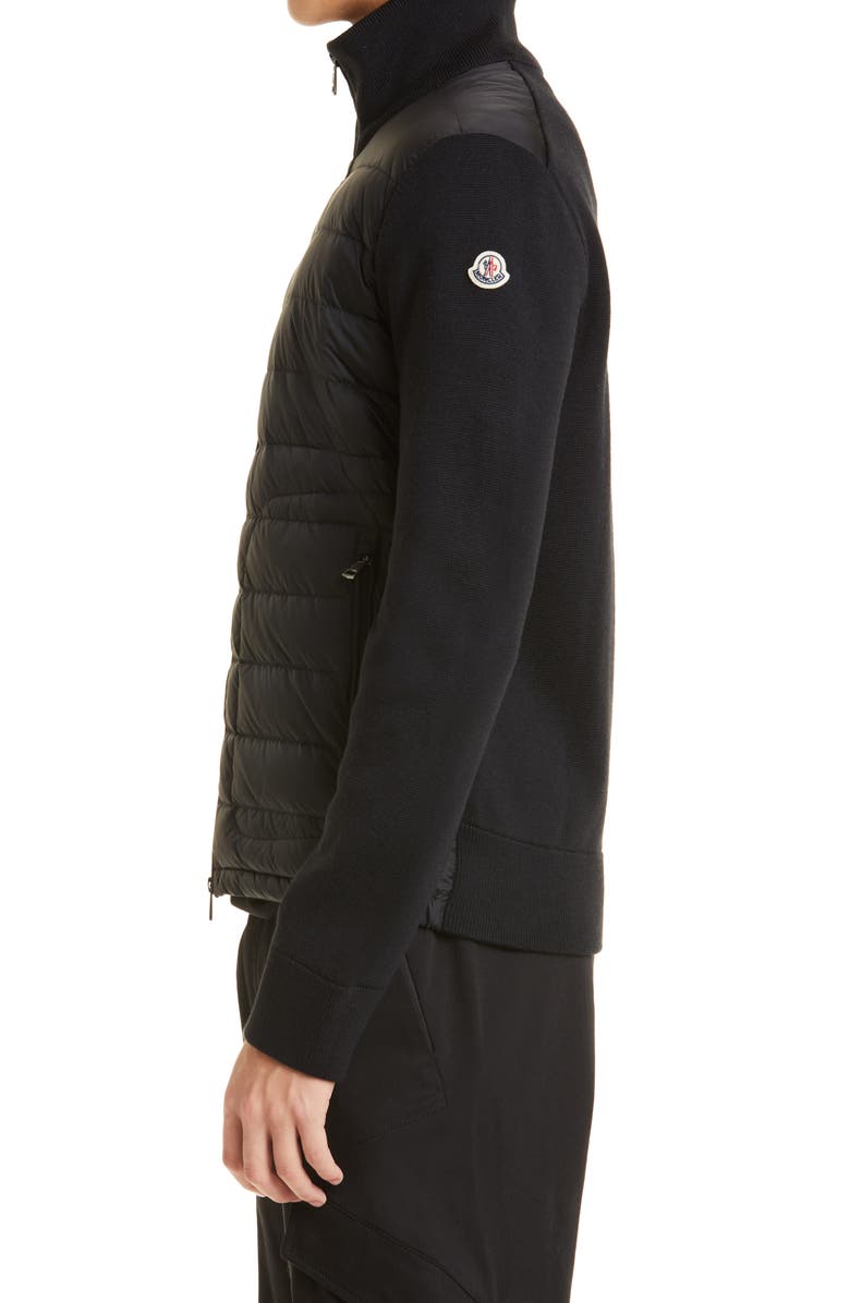 Moncler Quilted Down & Knit Cardigan, Alternate, color,
