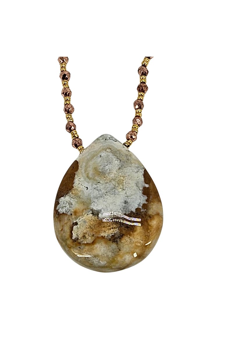 Gem Pendant Necklace, Alternate, color, beige
