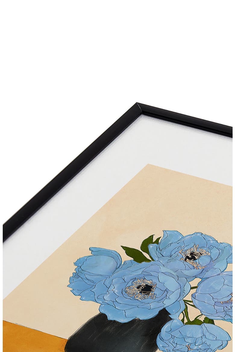 Bouquet Gift Blue Framed Art Print, Alternate, color, CREAM