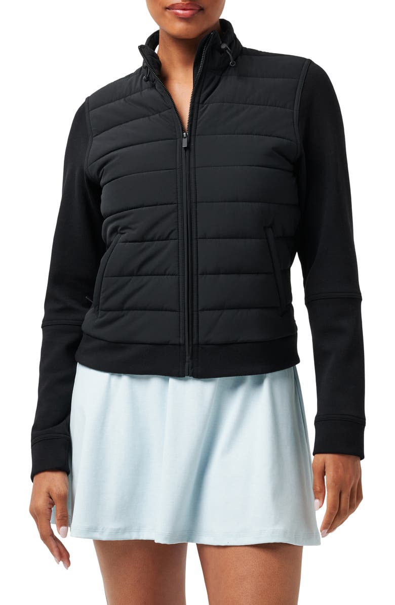 TravisMathew Skyloft Soft Espresso Martini Full Zip Quilted Jacket, Main, color, Heather Black