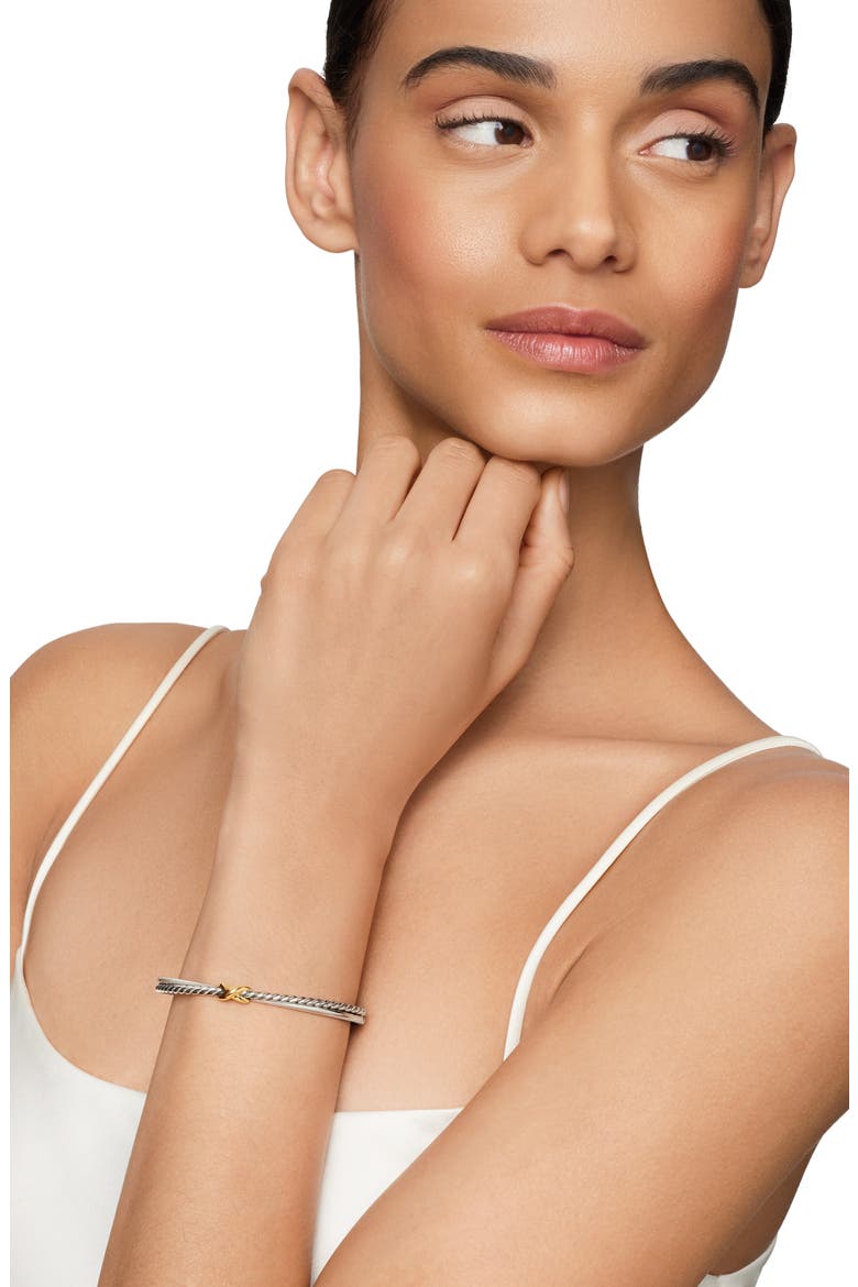 Petite X Center Station Bracelet in Sterling Silver with 18K Yellow Gold, 5.2mm, Alternate, color, SILVER/ YELLOW GOLD