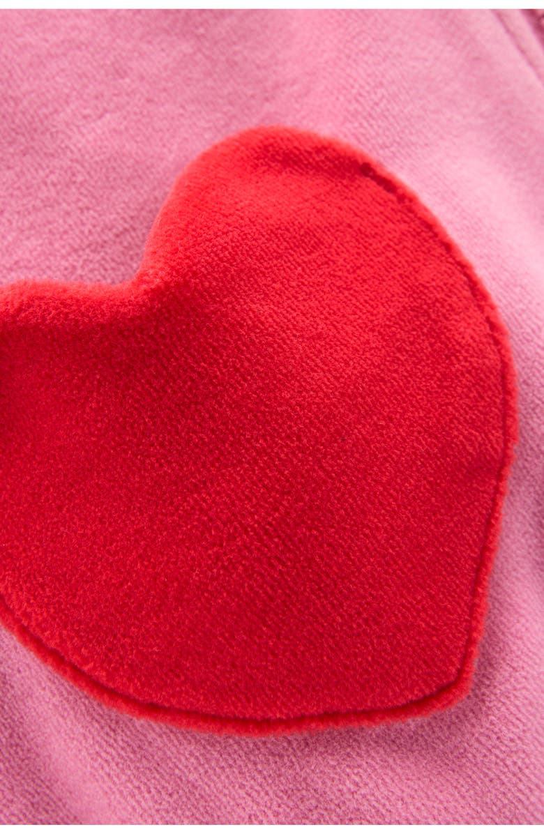 Mini Boden Kids' Heart Pocket Velour Zip-Up Hoodie, Alternate, color, Formica Pink