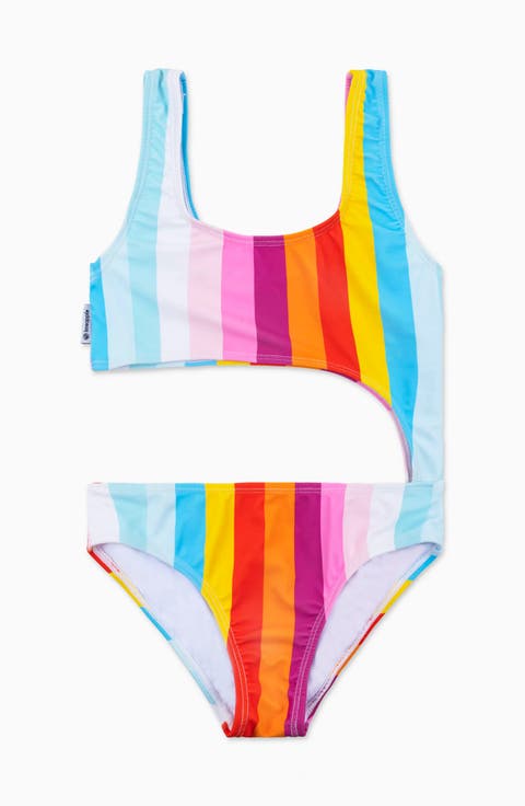 Stripe Cutout One Piece Swimsuit