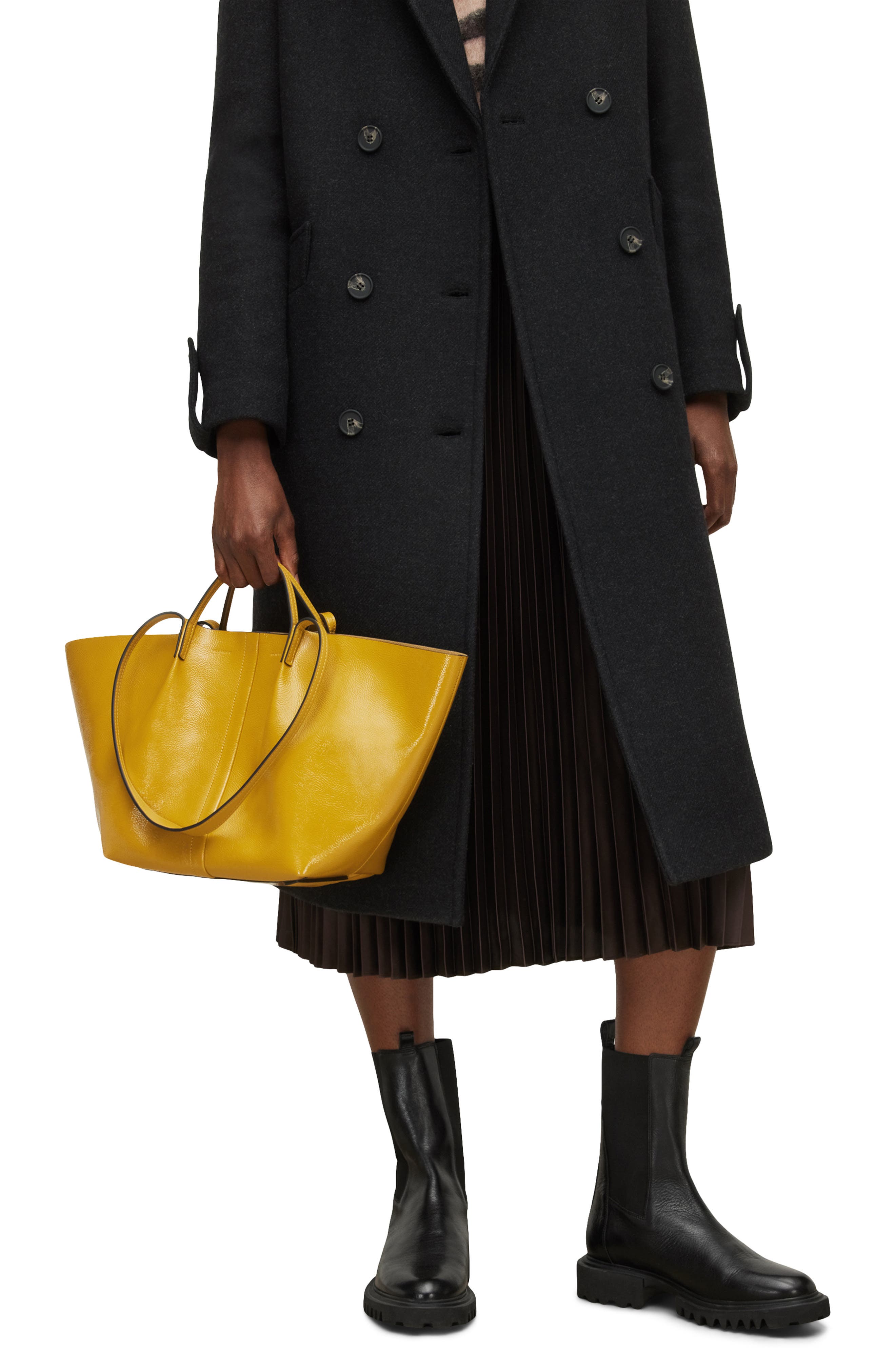 AllSaints Odette East/West Leather Tote, Alternate, color, 