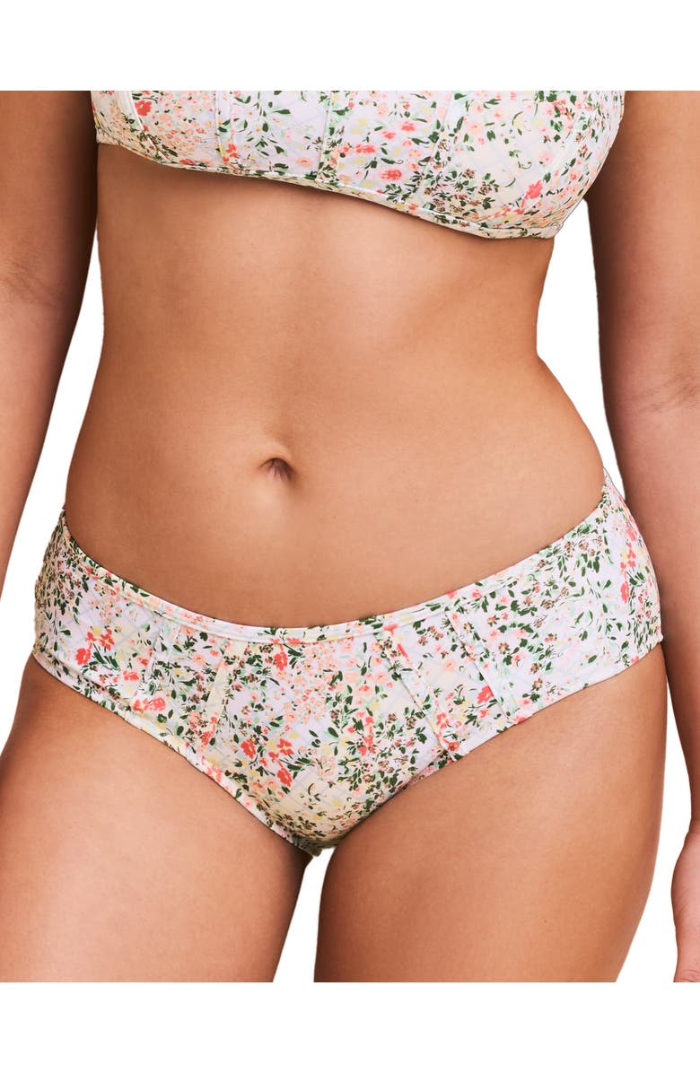 Adore Me Valcea Swimwear Hipster Bikini Bottom, Main, color, Floral White