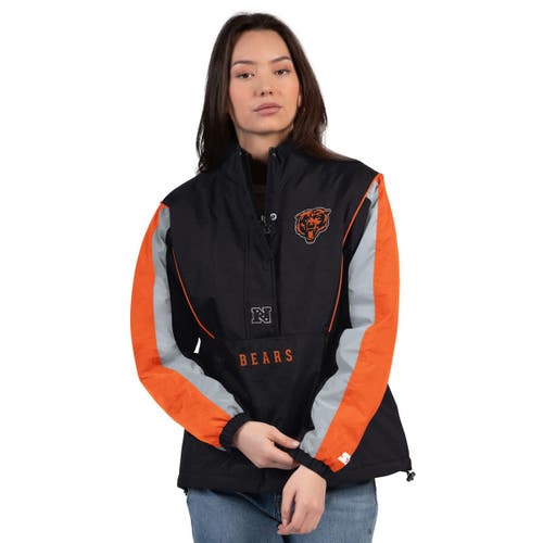 Starter Black/orange Chicago Bears Thursday Night Gridiron Half-zip Jacket