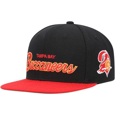 Youth Mitchell & Ness Black/Red Tampa Bay Buccaneers Team Script Snapback Hat