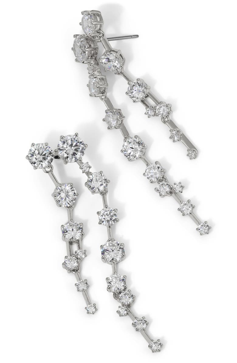 Nadri Cubic Zirconia Linear Drop Earrings, Alternate, color, Rhodium