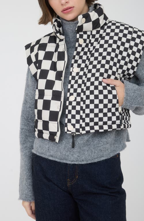 Blu Pepper Checker Print Puffer Vest In Multi
