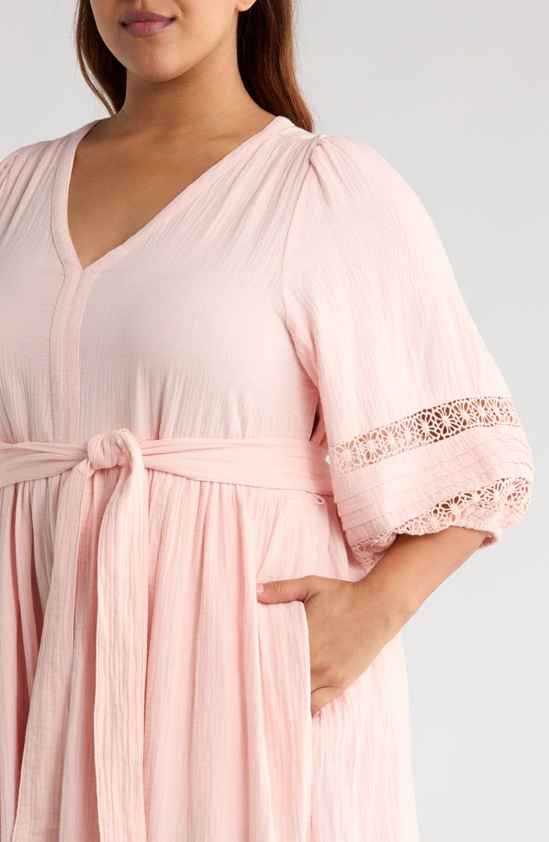Caslon<sup>®</sup> Belted Cotton Maxi Dress, Alternate, color, Pink Delight