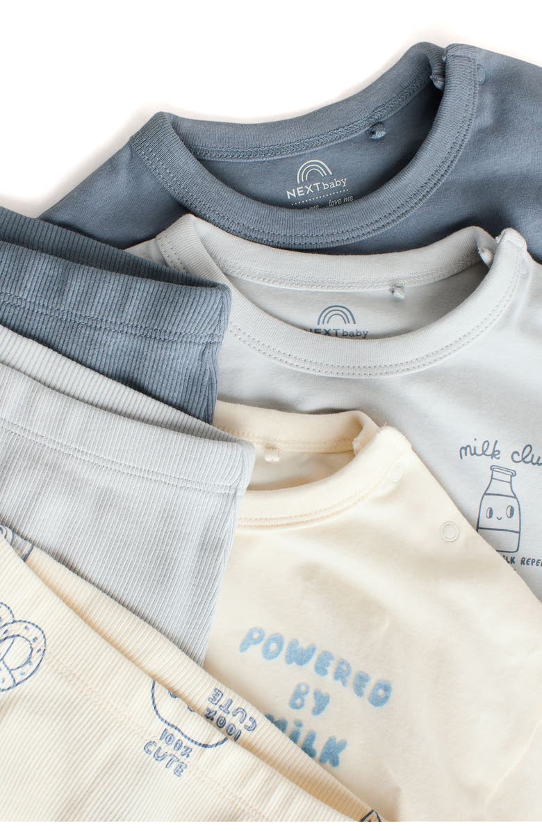 NEXT 6-Pack Assorted Long Sleeve Cotton T-Shirt & Leggings Set, Alternate, color, Blue