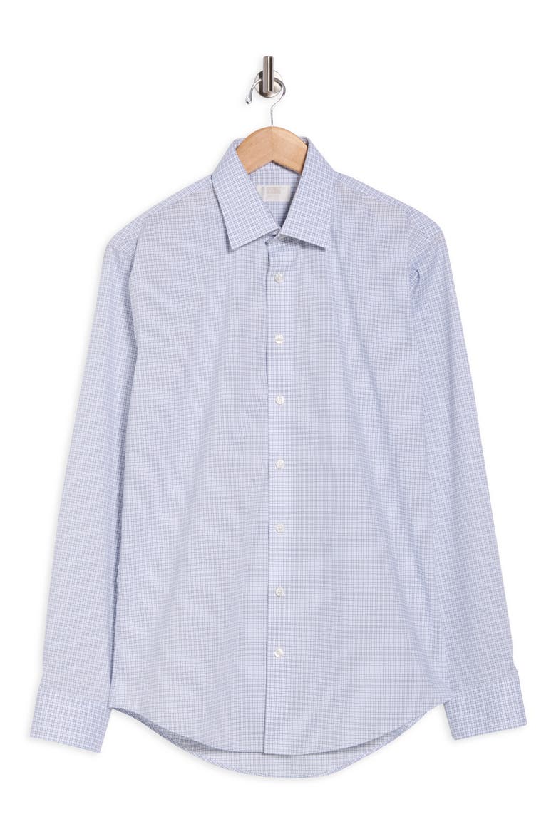 Trim Fit Grid Dress Shirt, Alternate, color, BLUE OLIVER PLAID