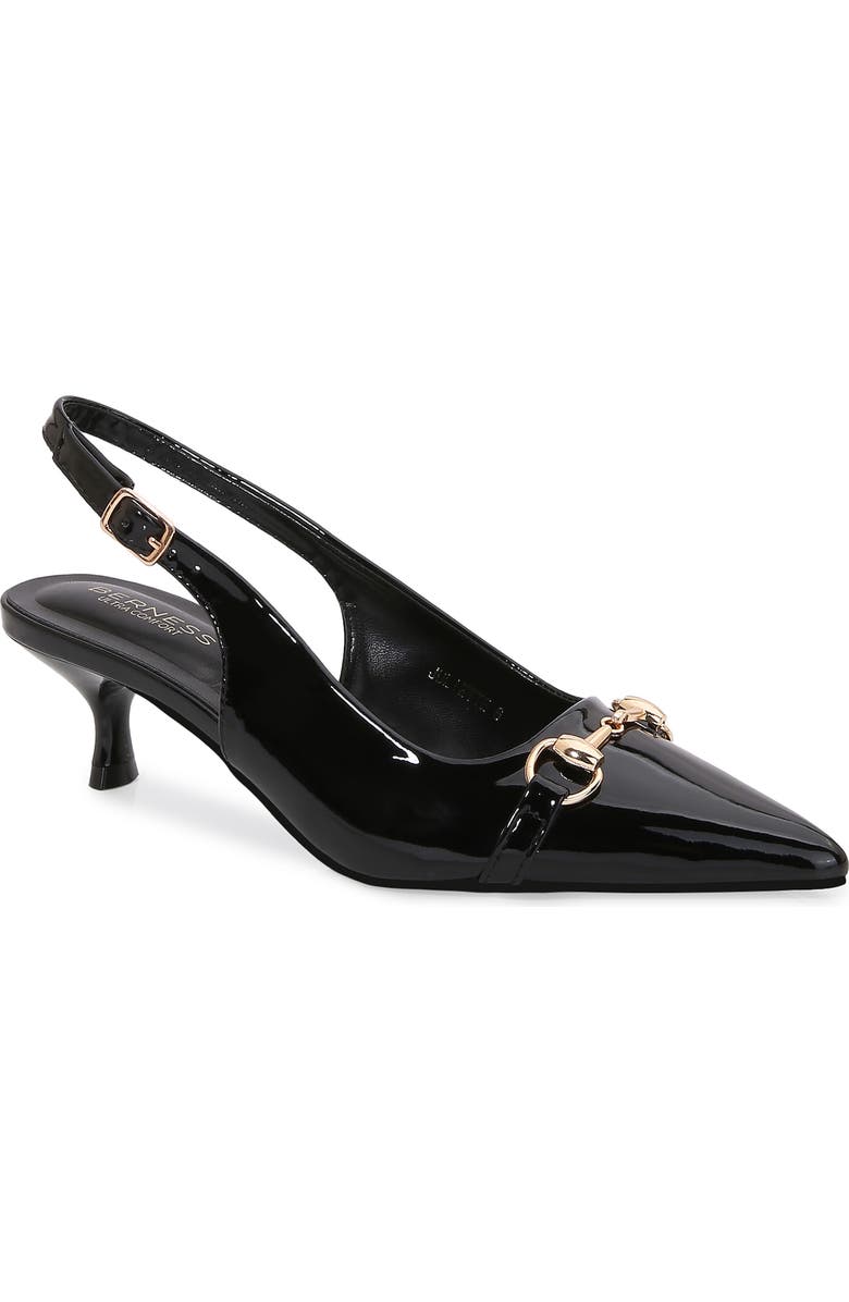 BERNESS Juliette Pointed Toe Kitten Heel Slingback Pump, Main, color, Black