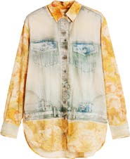 Desigual Mixed Media Button-Up Shirt