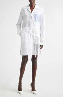 Collage Mixed Media Long Sleeve Shirtdress