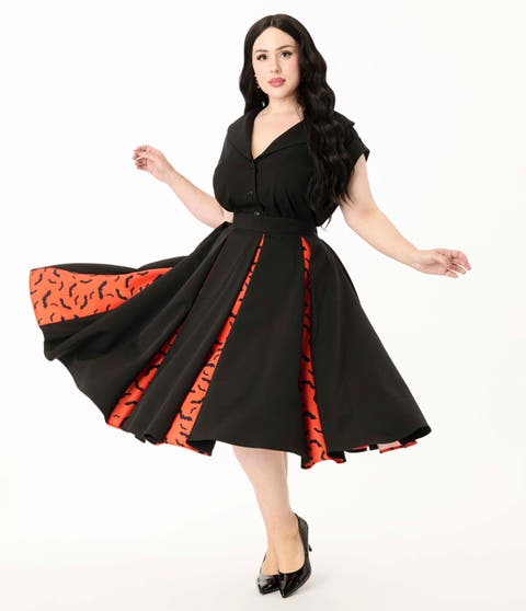 Plus Size Pleated Swing Skirt