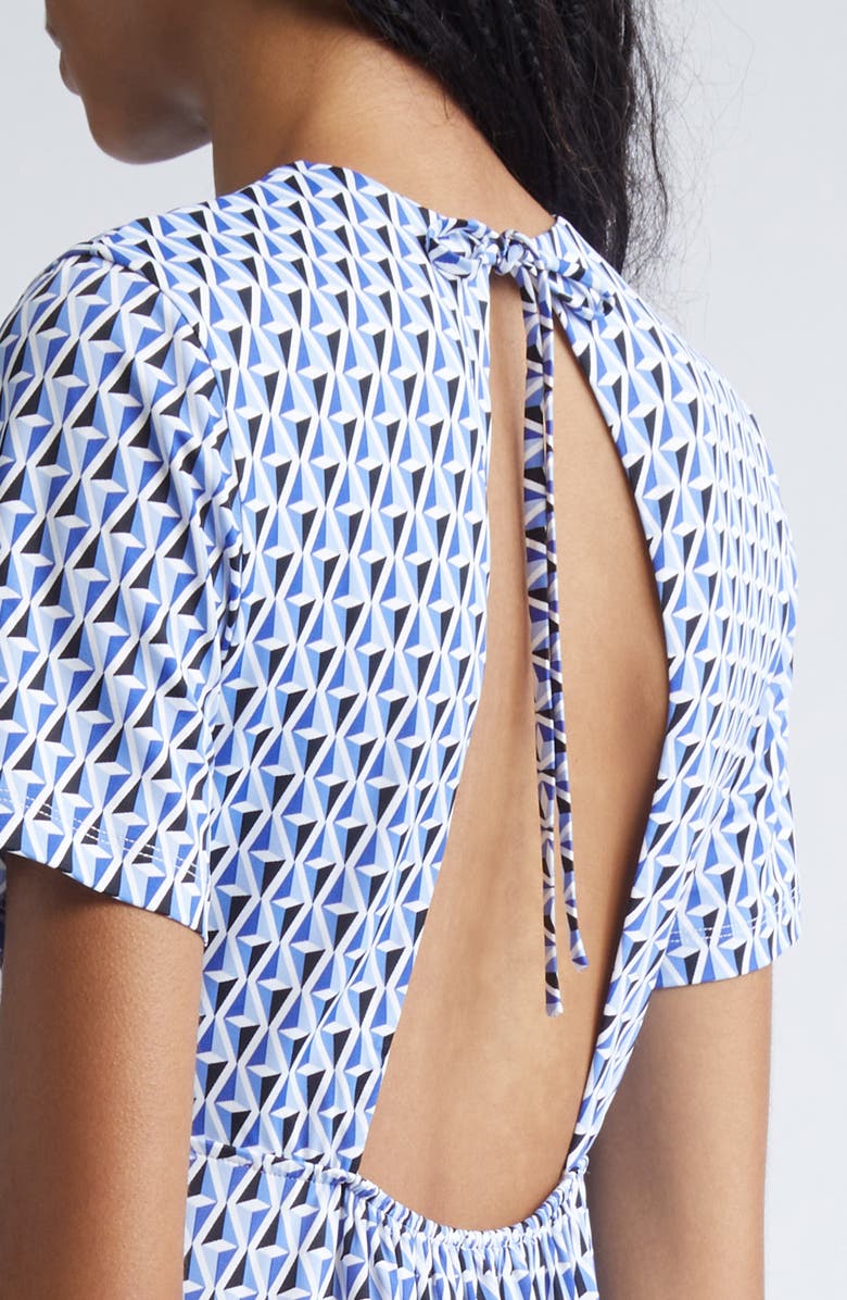 Max Mara Bchorigano Geo Print Midi Dress, Alternate, color, Cornflower Blue