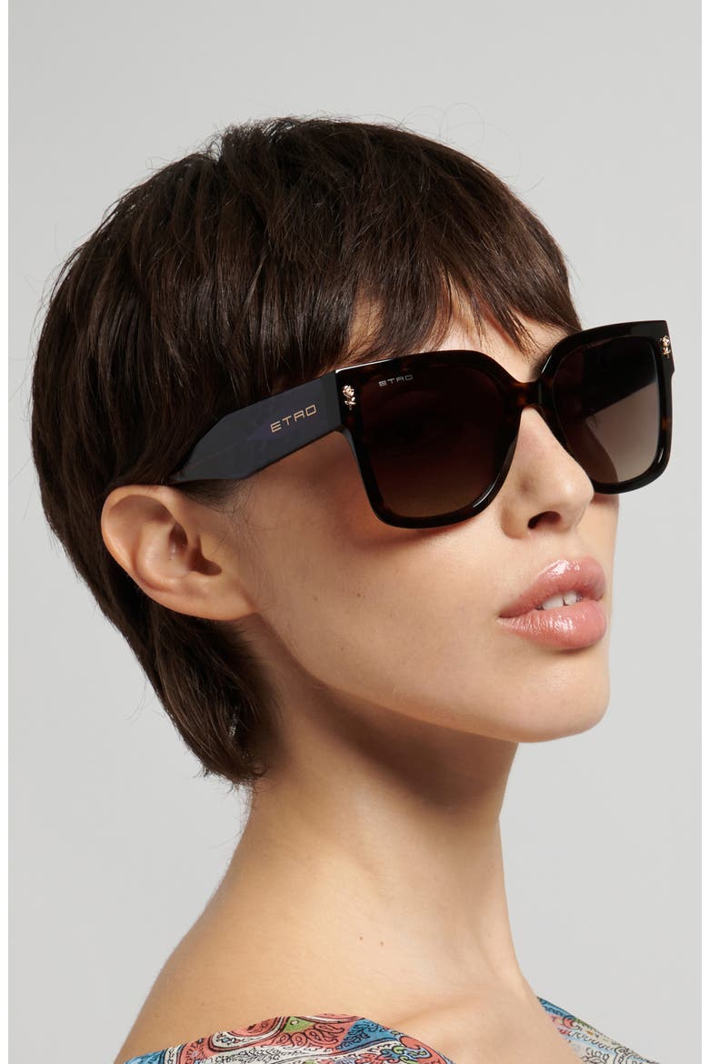 57mm Square Sunglasses, Alternate, color, HAVANA/ BROWN SF