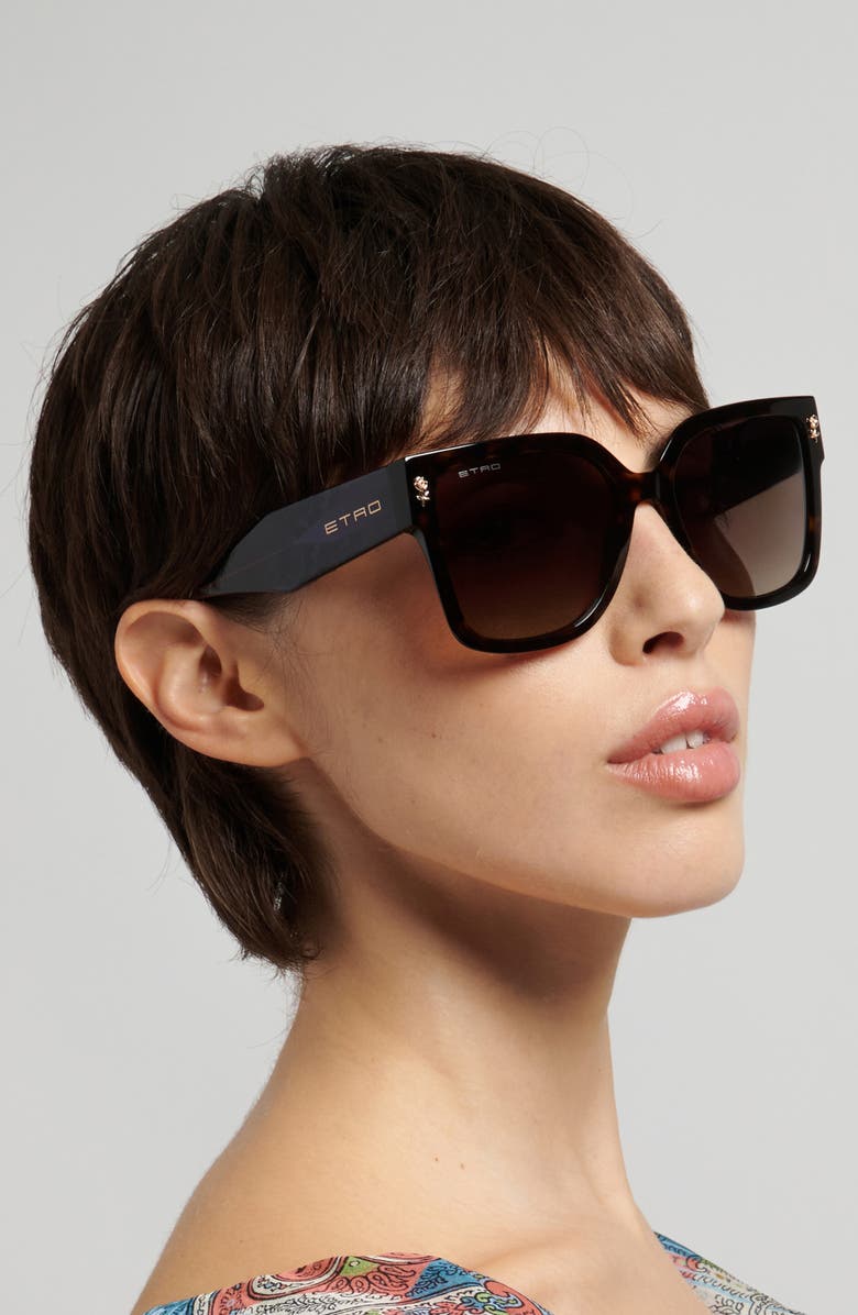 Etro 57mm Square Sunglasses, Alternate, color, Havana/ Brown Sf