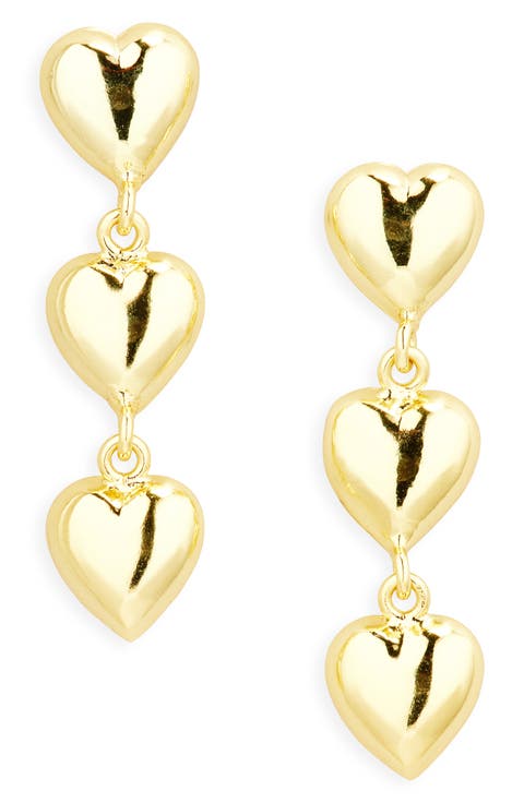 Triple Heart Drop Earrings