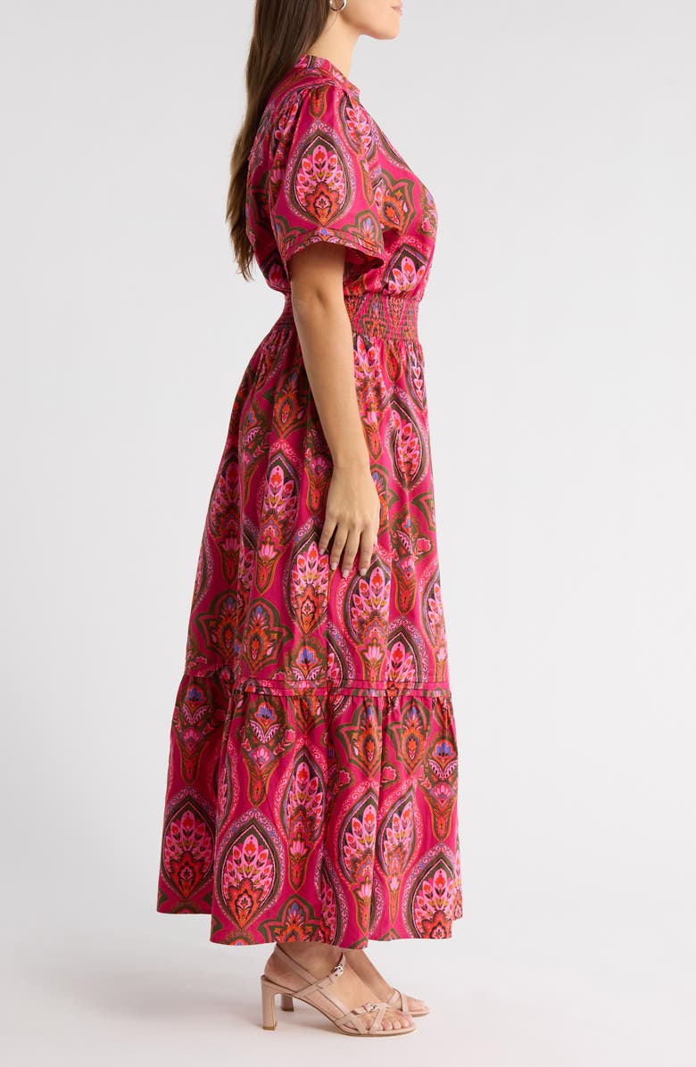 SUGARLIPS Azura Paisley Belraj Tiered Cotton Maxi Dress, Alternate, color, Berry-Multi