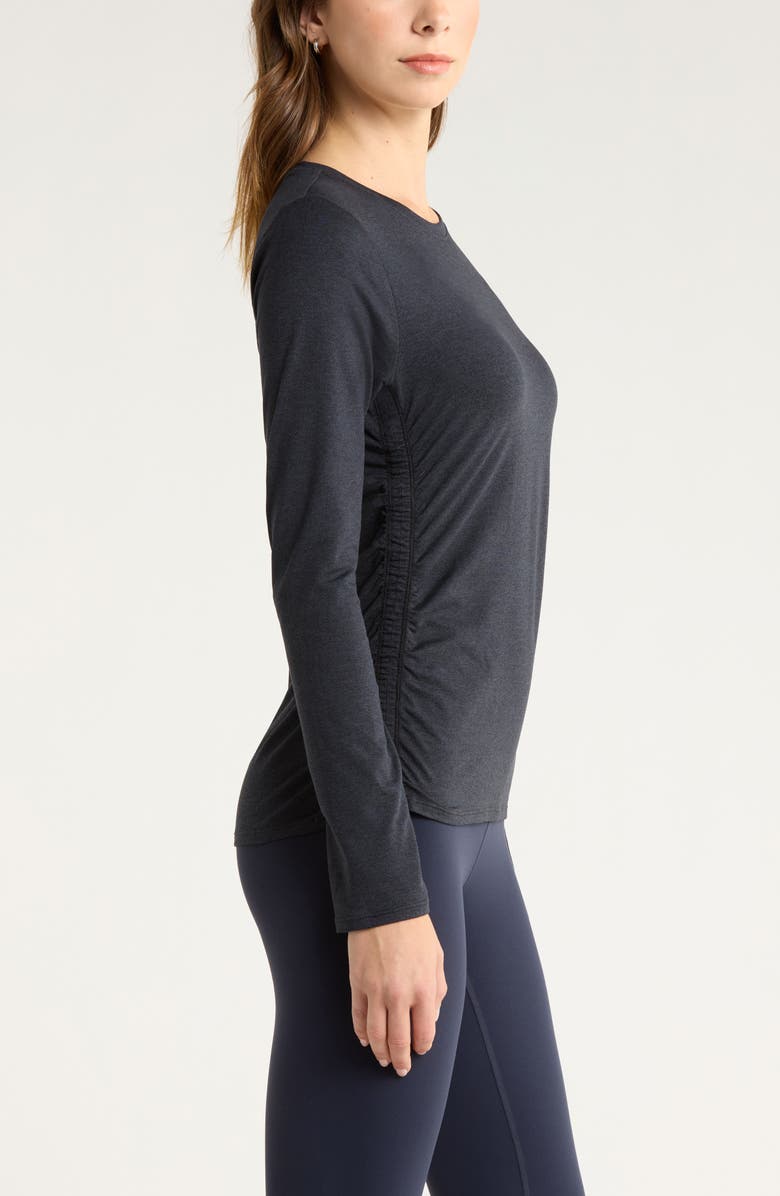 Zella Restore Soft Lite Ruched Long Sleeve T-Shirt, Alternate, color, Black