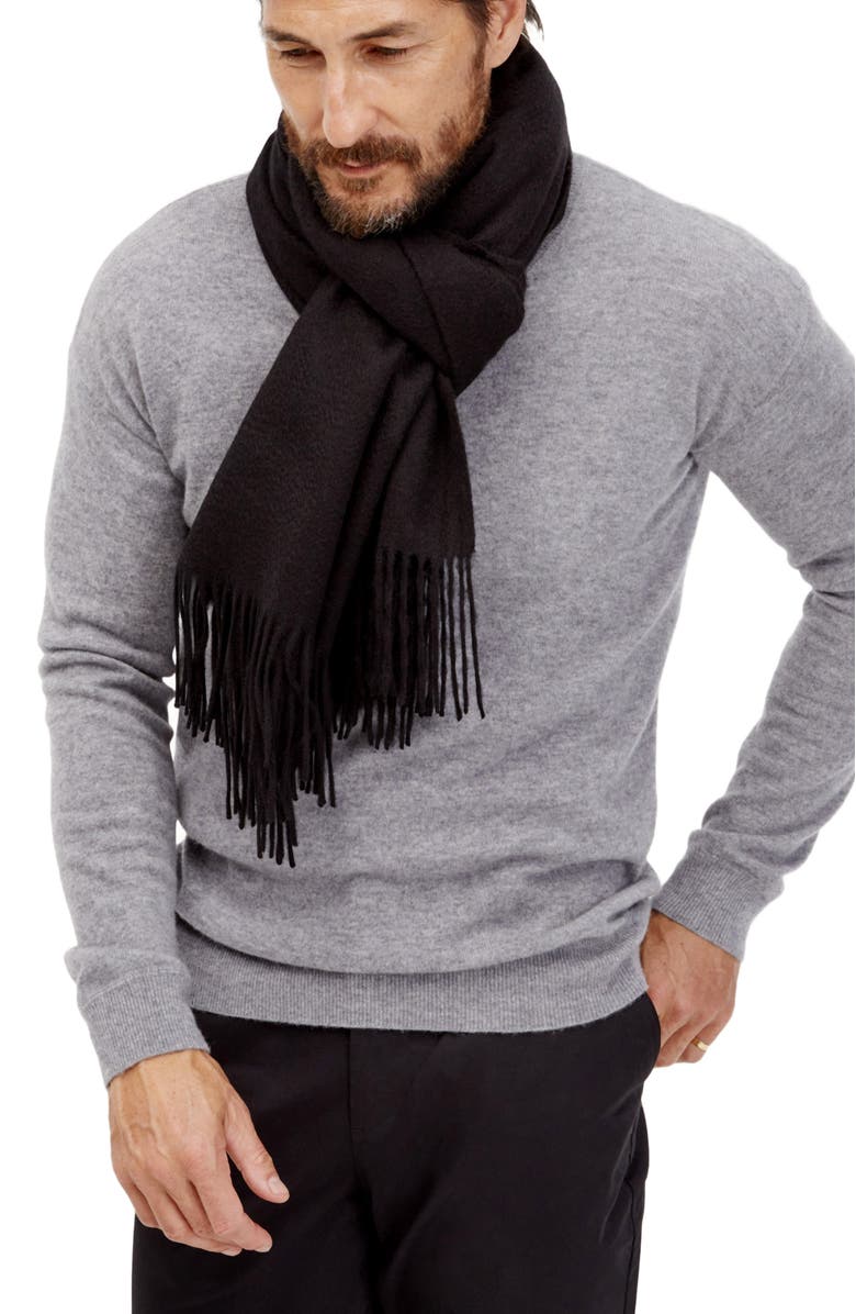 Italic Cleo Cashmere Scarf, Alternate, color, Black
