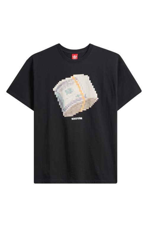 Icecream Pixel Graphic Cotton T-shirt In Black