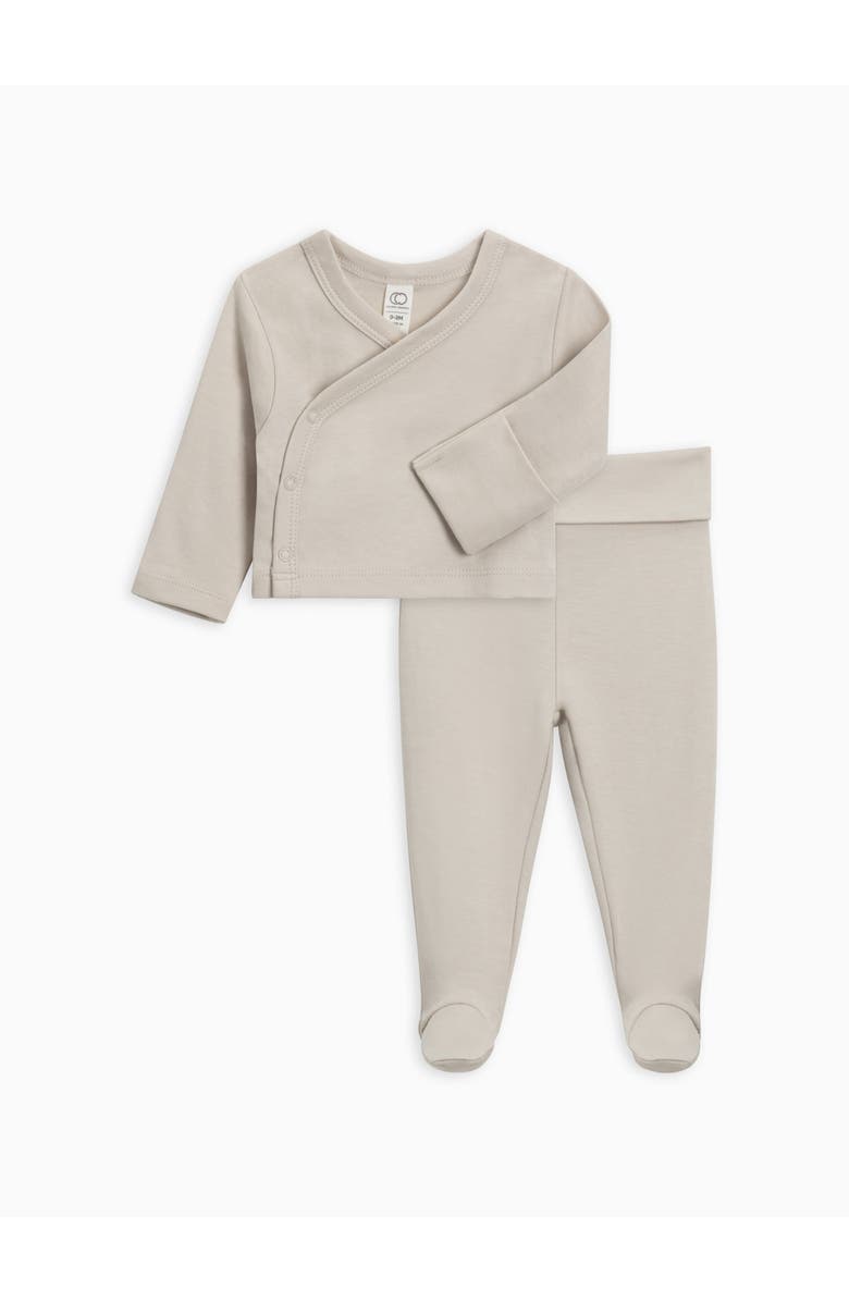 Colored Organics Organic Kai Wrap Bodysuit, Main, color, Stone