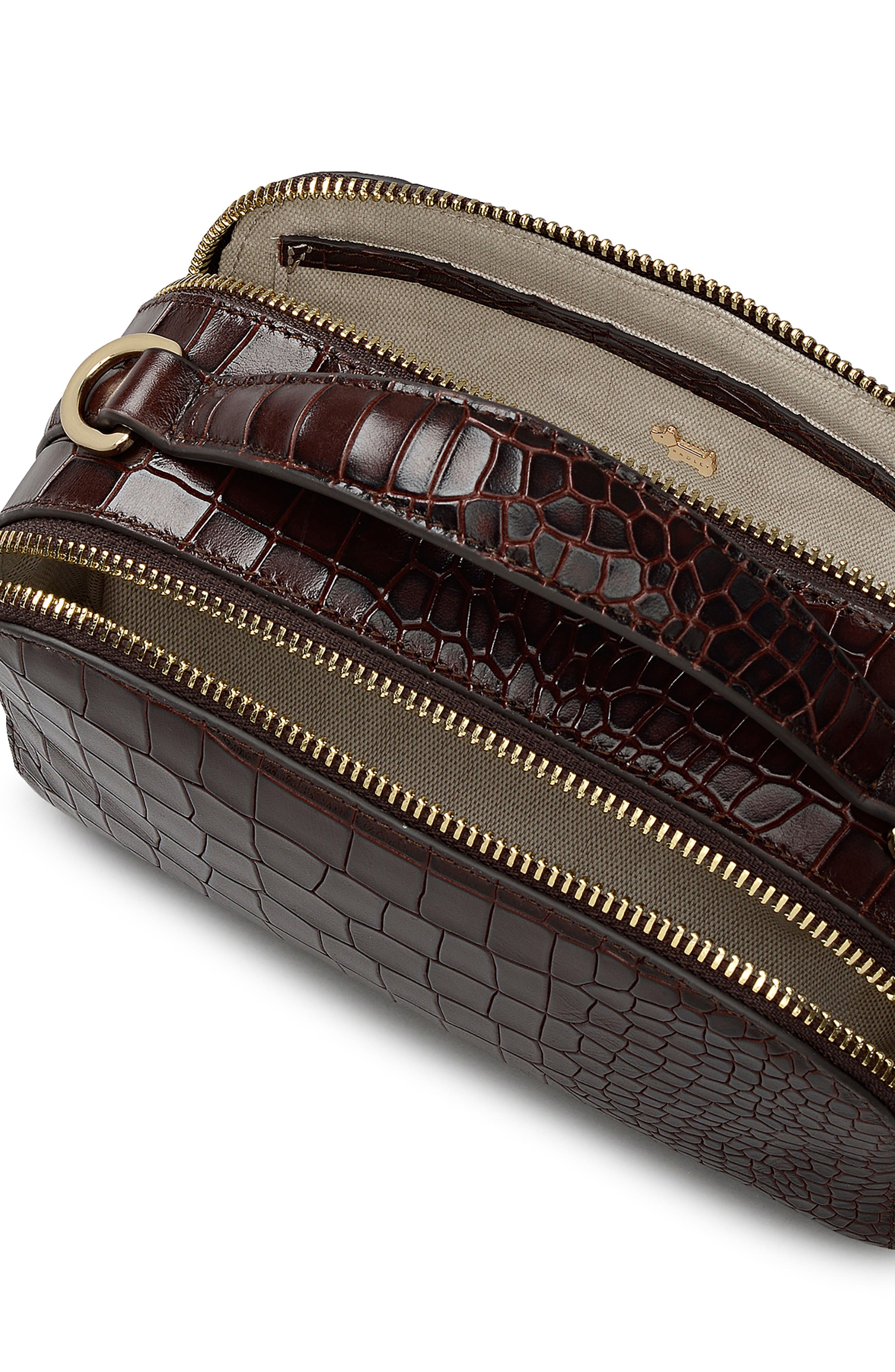 Radley Elm Avenue Small Croco Embossed Crossbody Bag, Alternate, color, Dark Brown