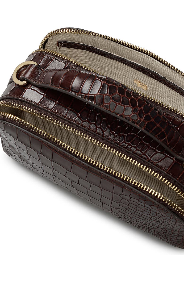 Radley Elm Avenue Small Croco Embossed Crossbody Bag, Alternate, color, Dark Brown