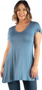 24seven Comfort Apparel Plus Size Short Sleeve V Neck Tunic T Shirt