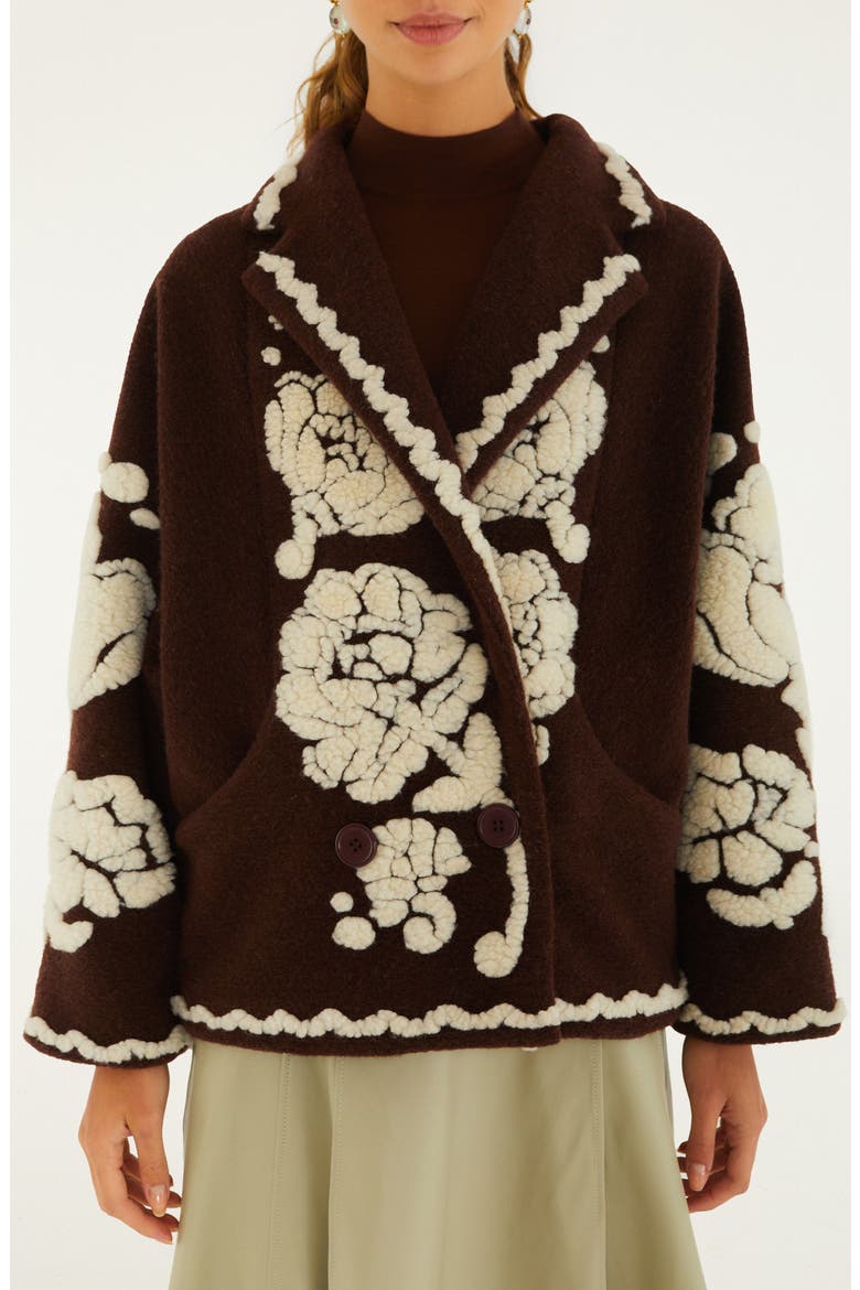 Flowers Brown Coat, Alternate, color, FLOWERS BROWN