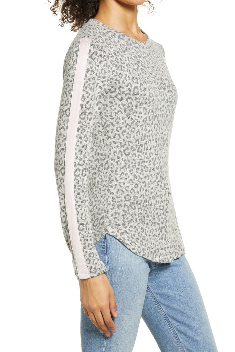 Cozy Athletic Tape Top, Alternate, color, HEATHER GREY LEOPARD