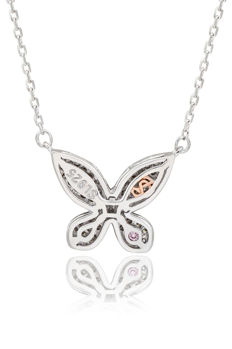 Pavé Cubic Zirconia Butterfly Pendant Necklace, Alternate, color, WHITE