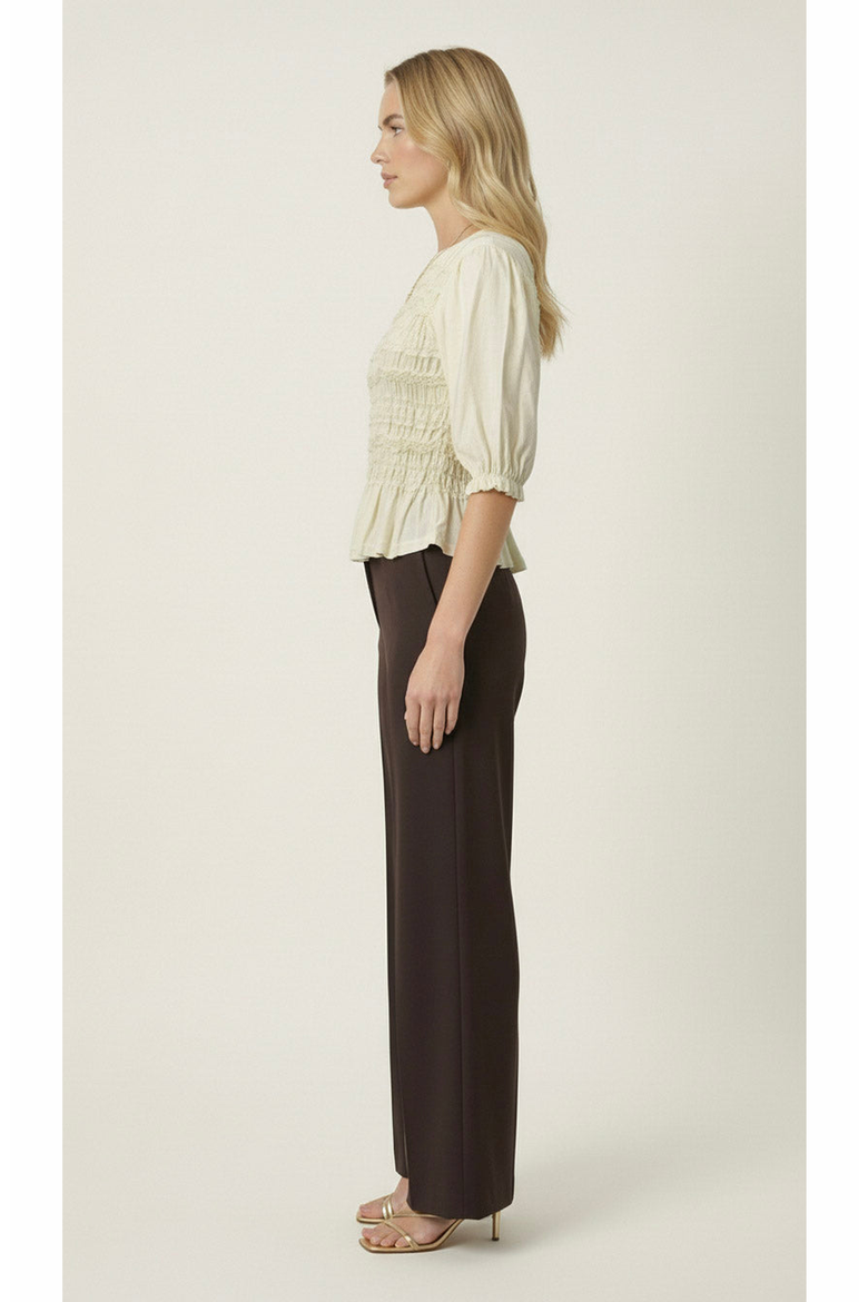 Smocked Peplum Puff Sleeve Blouse, Alternate, color, Cream